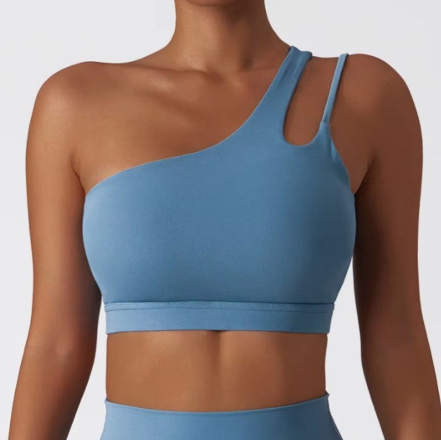2-Piece Single-Strap Crop Top & Spandex Shorts Set