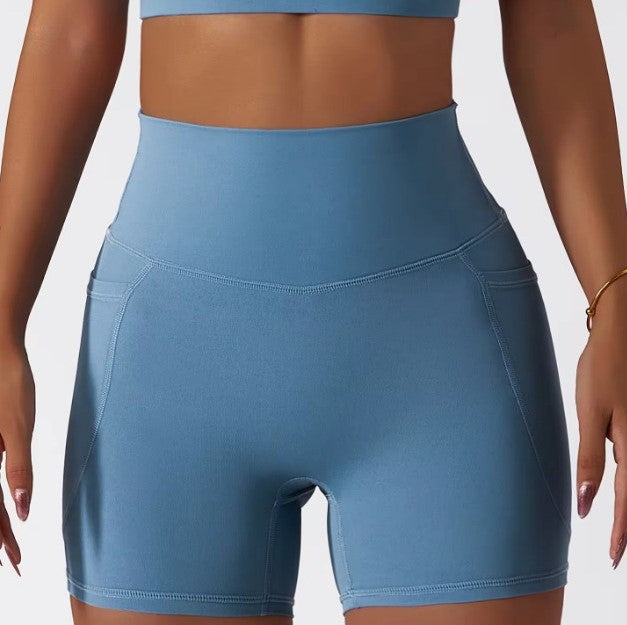 FYGURE: 2-Piece Single-Strap Crop Top & Spandex Shorts Set